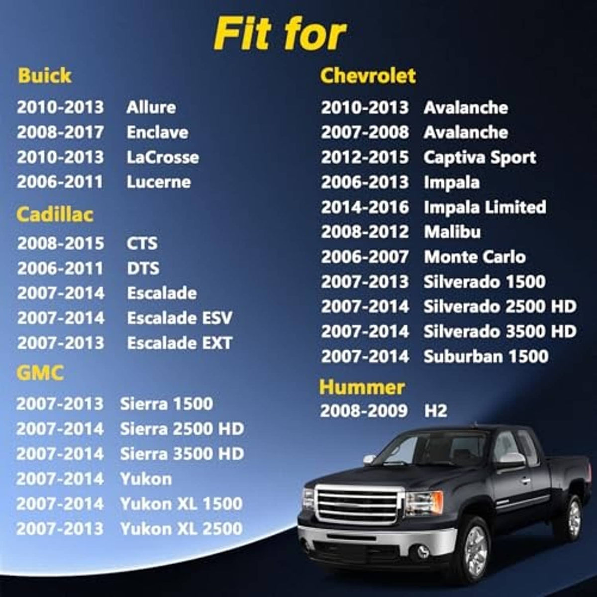 Power seat adjuster switch compatibility chart with vehicle model list