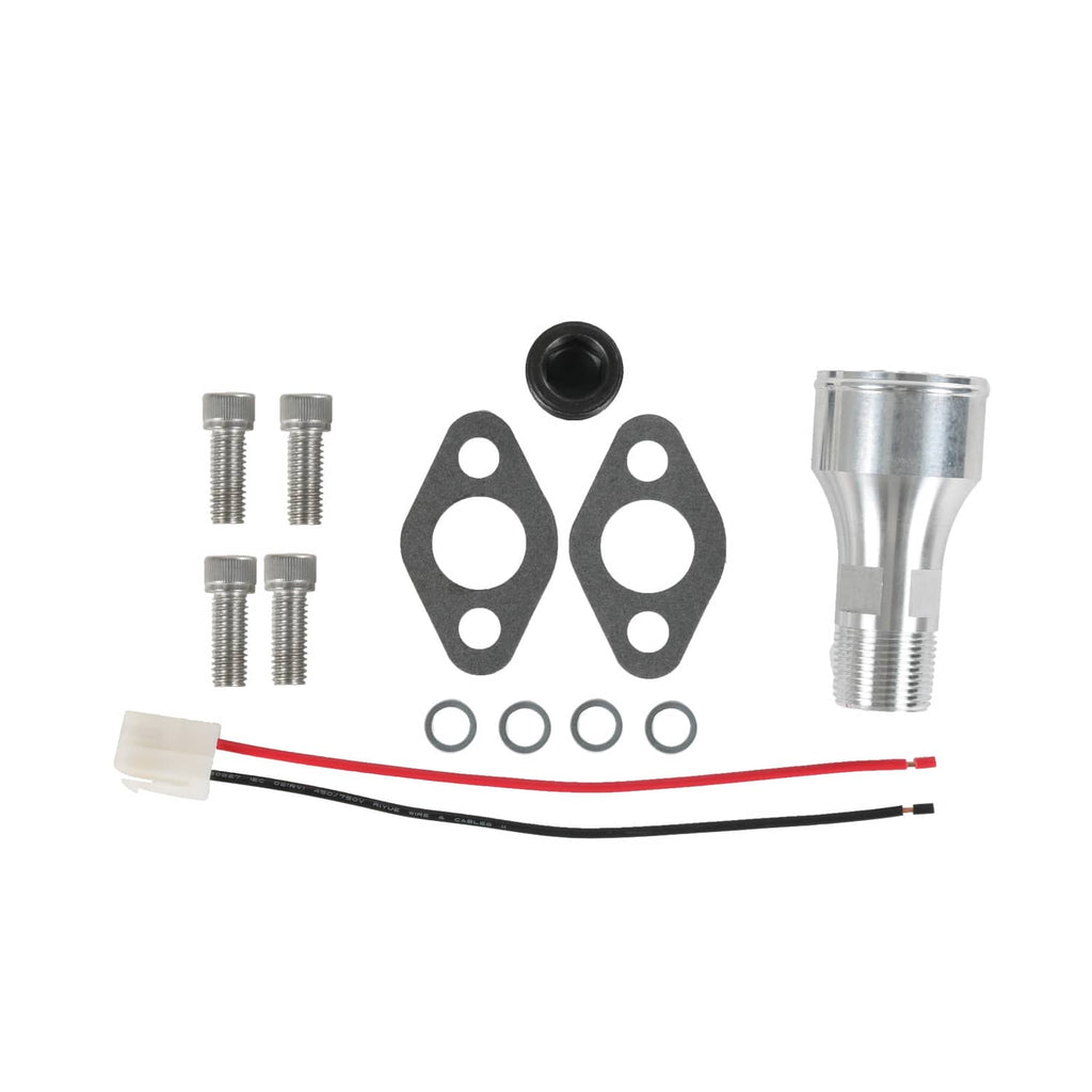 Electric water pump hardware and gasket set with red-and-black wire leads