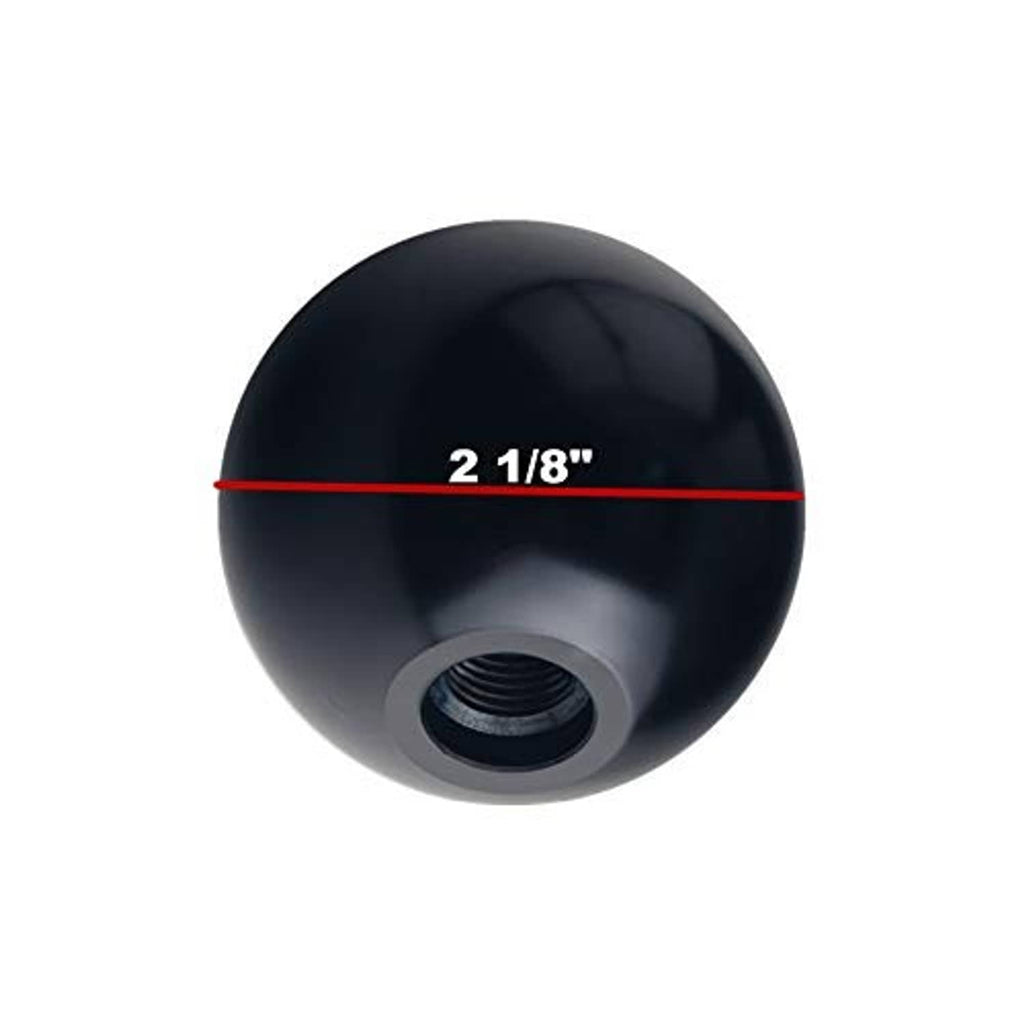 Black shift knob bottom with threaded hole and gray mounting ring