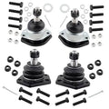 Ball joint set with black rubber boots, silver plates, and mounting hardware