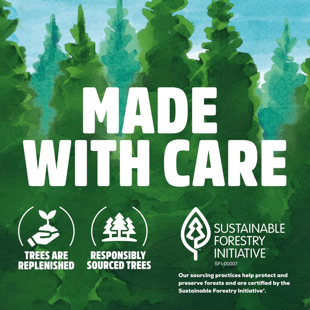 Brawny 3-ply paper towel sustainability promo with forest and care symbols