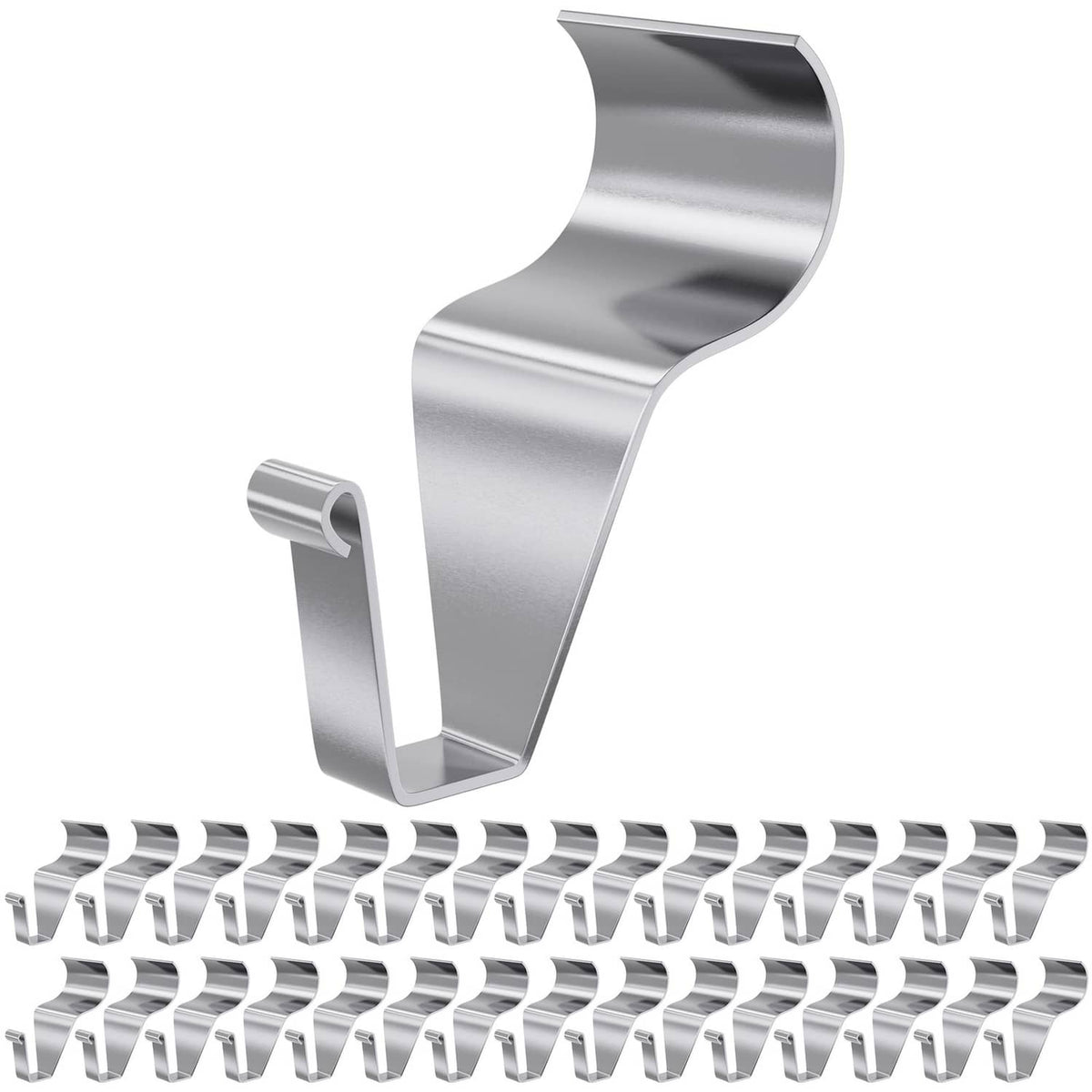 Vinyl siding hangers: silver metal no-hole hooks with multiple clips