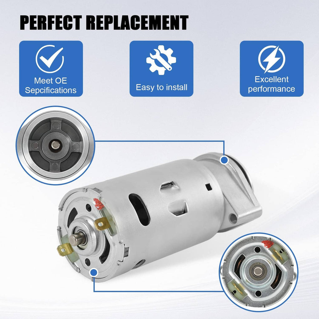 Hydraulic liftgate pump motor replacement, detailed front and rear view of motor