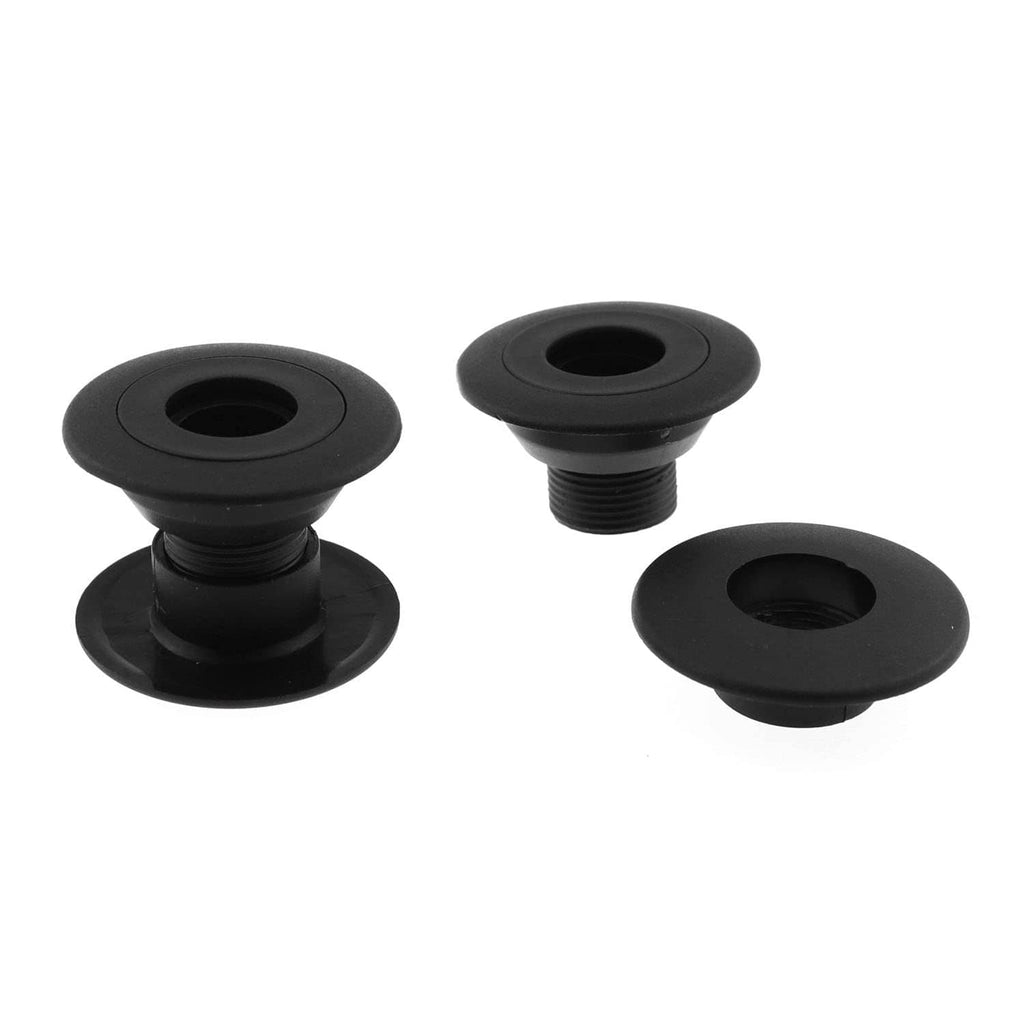 Black foosball table bearing bushing set with flanged base and threaded stem