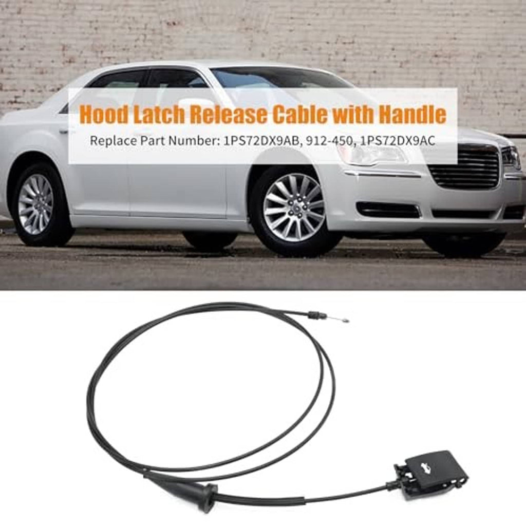 Hood latch release cable with handle module and long black cable loop