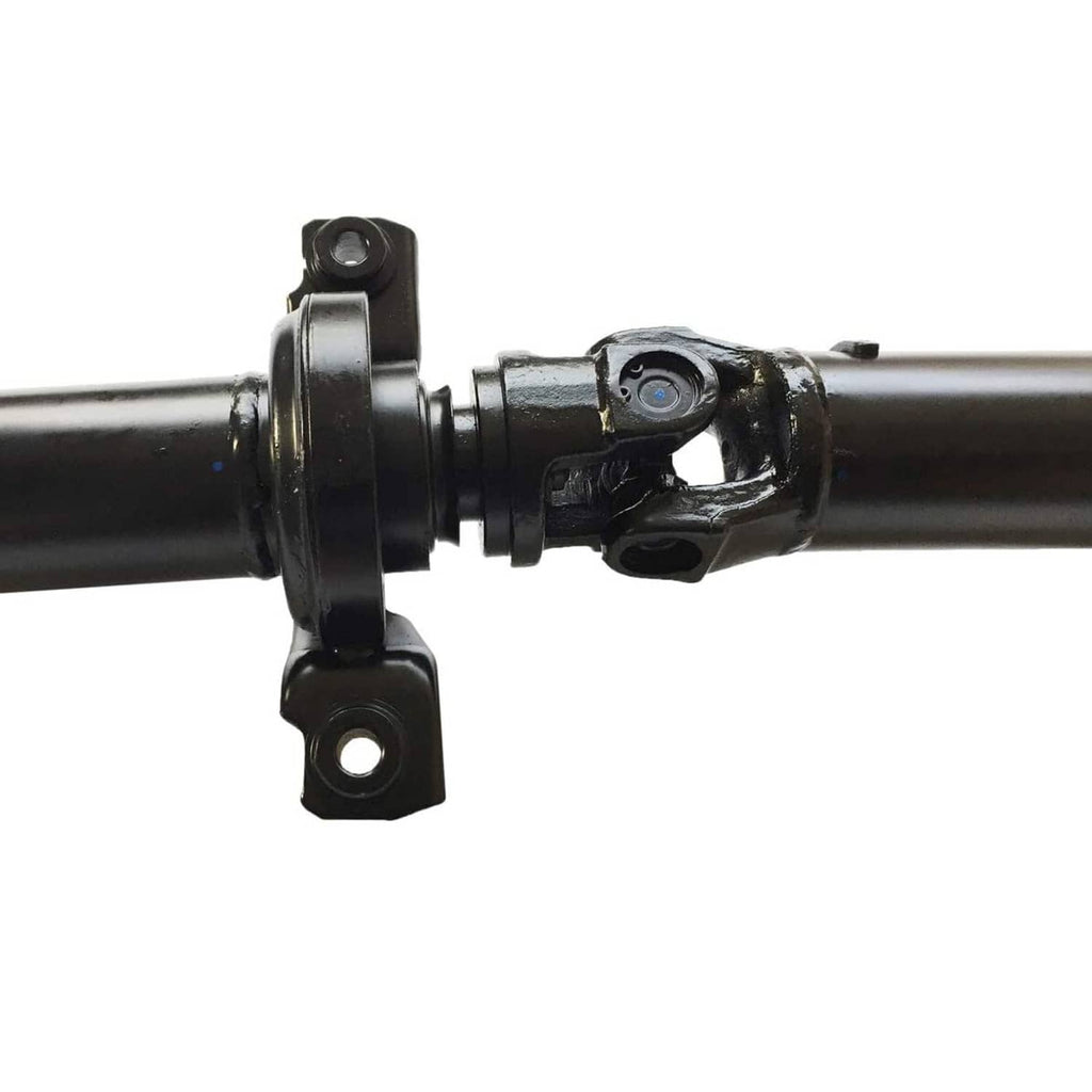 Rear prop shaft assembly close-up of bearing bracket and joint yoke
