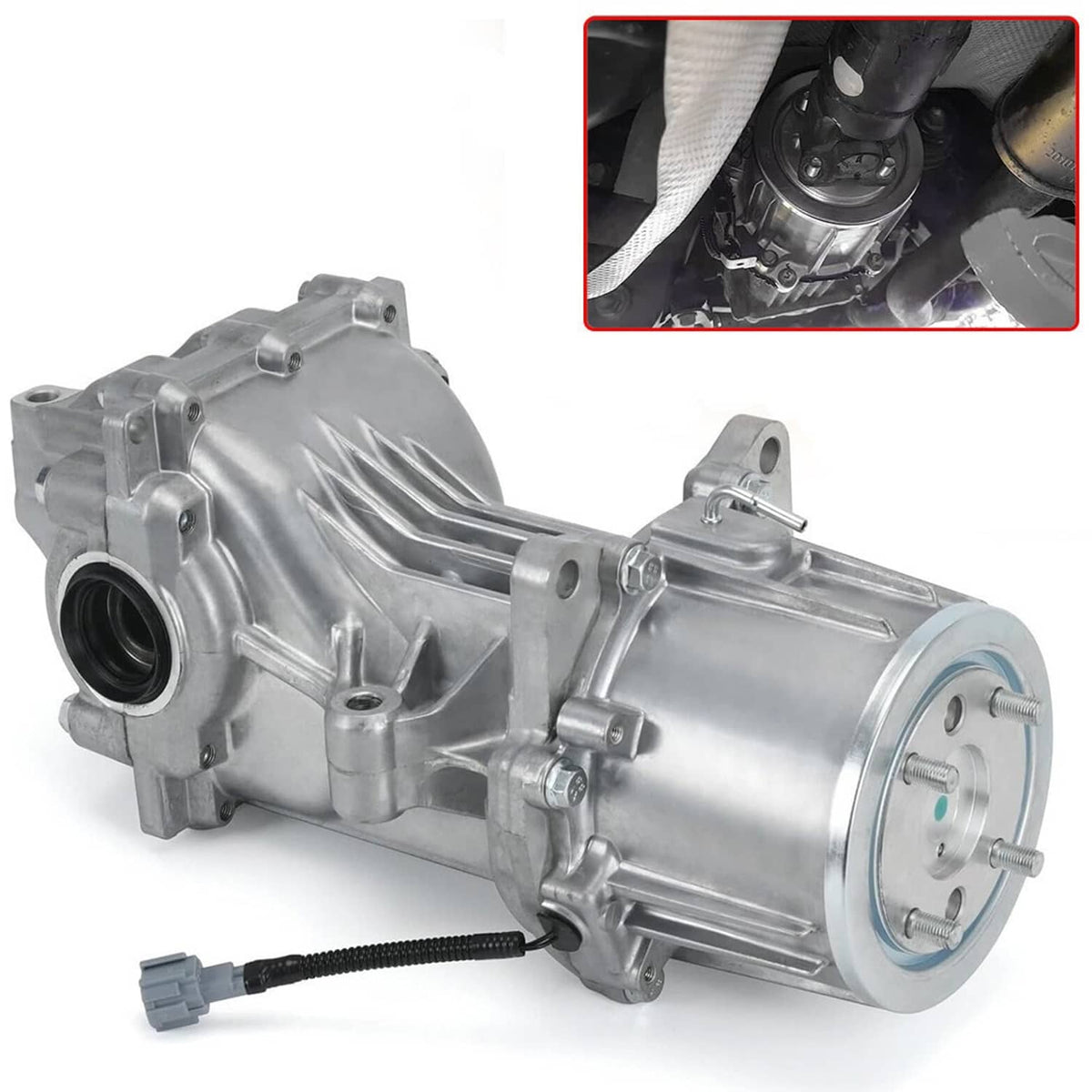 Rear differential carrier assembly with front flange, circular seal, and wiring plug