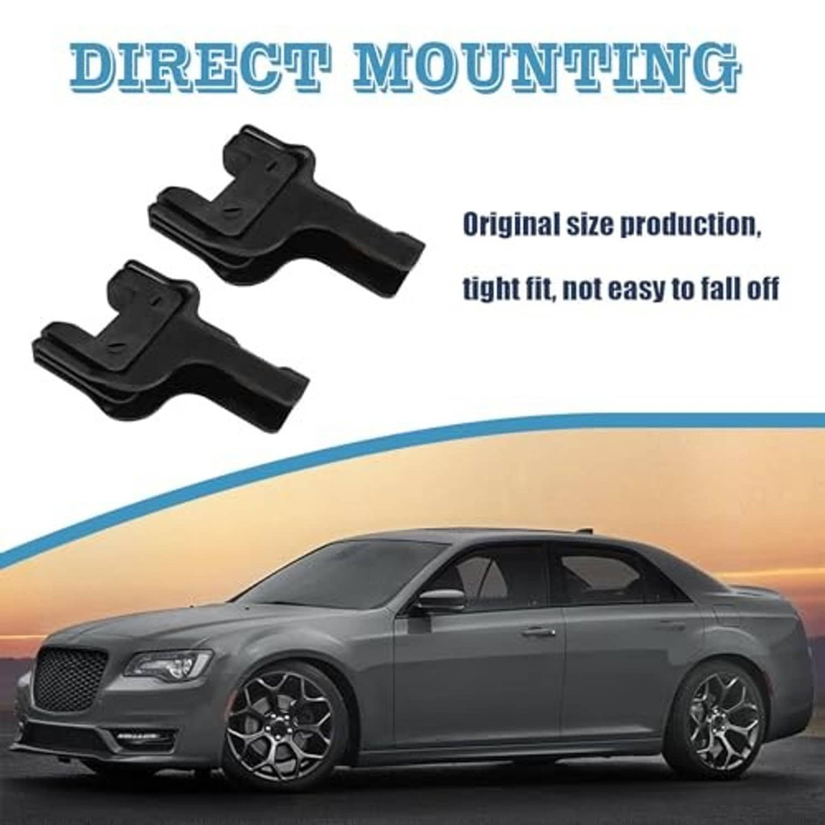 Two black upper radiator bracket insulators with gold-toned mounting inserts