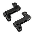 Black adjustable passenger foot peg extension mounts with slotted bars and mounting holes