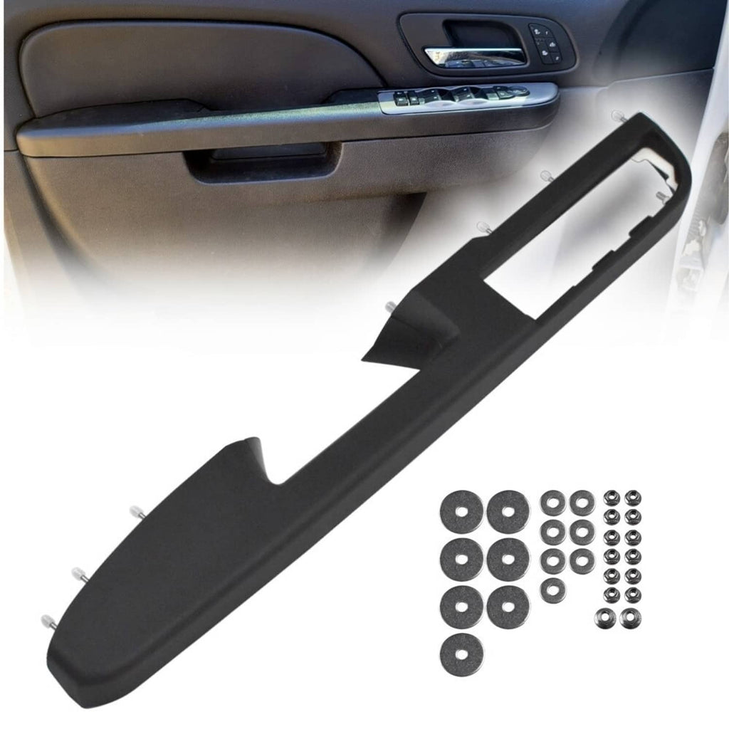 Black door panel handle armrest repair bracket with mounting holes and included hardware