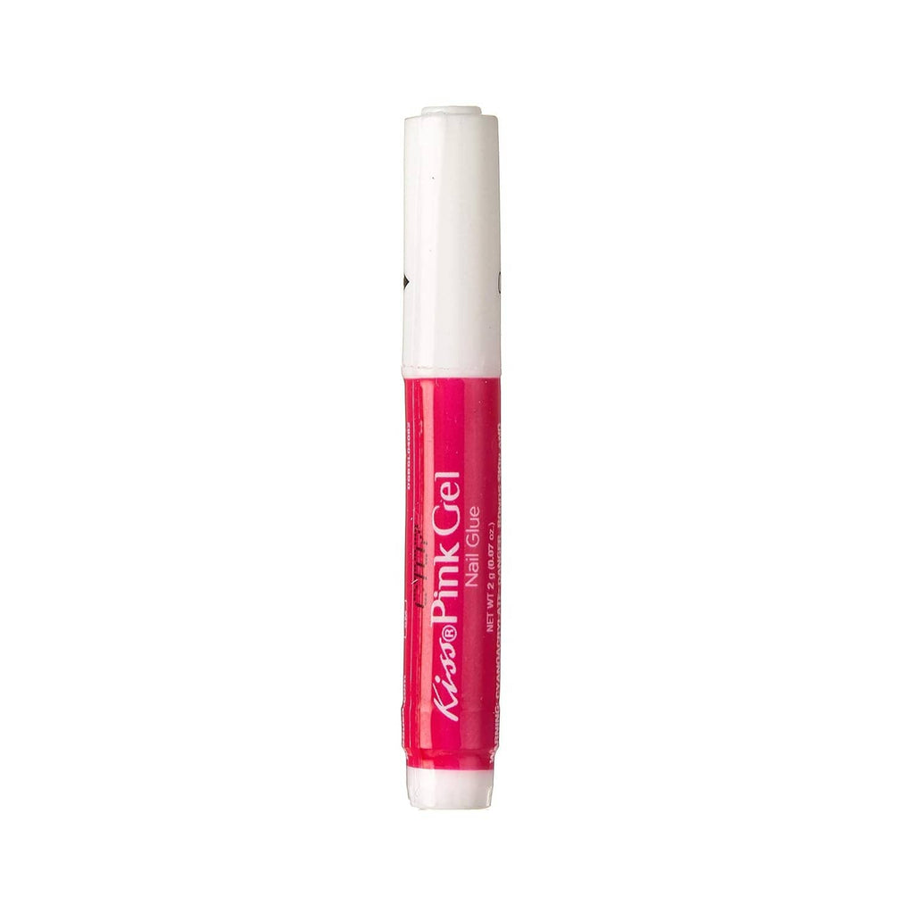 Pink gel nail glue tube with white cap