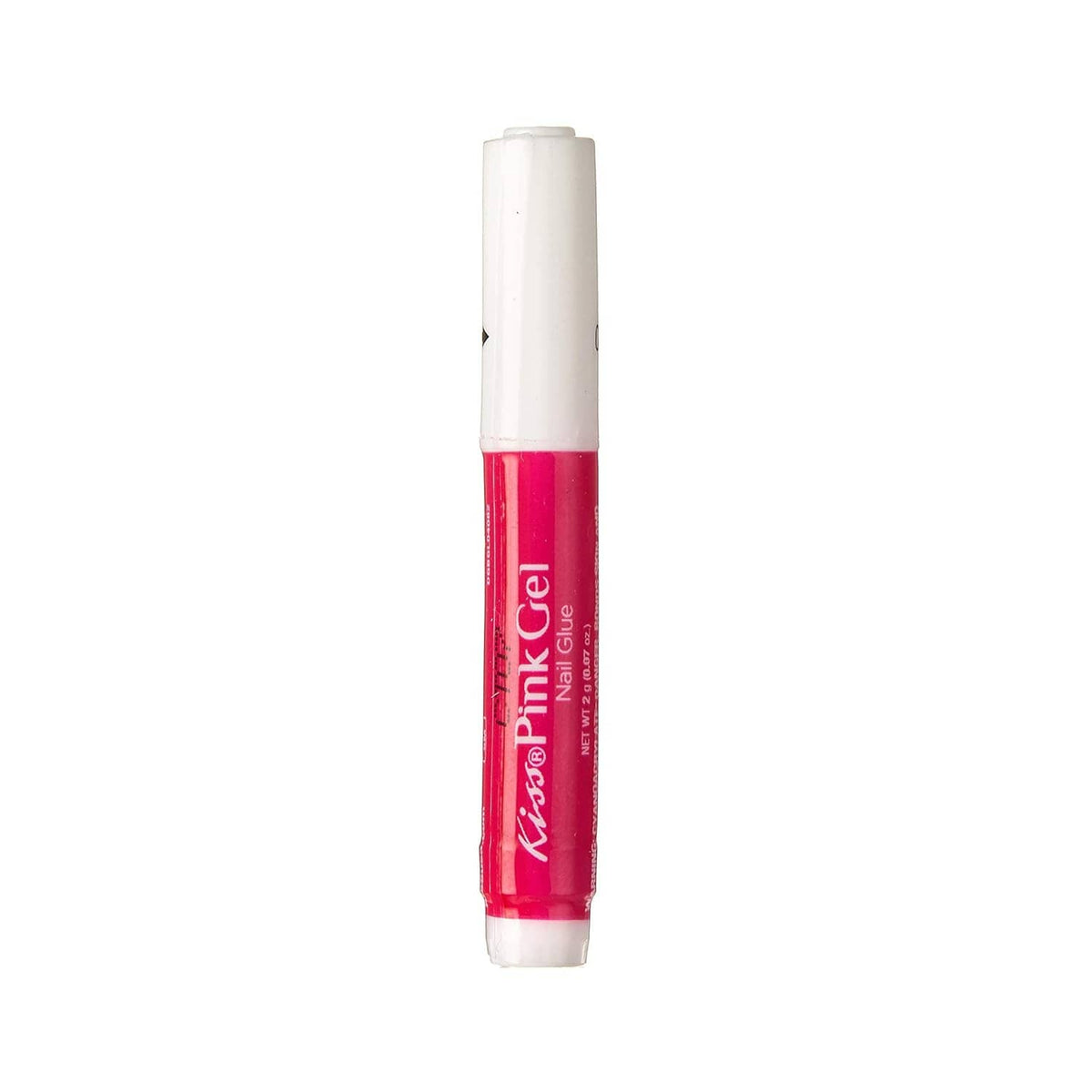 Pink gel nail glue tube with white cap