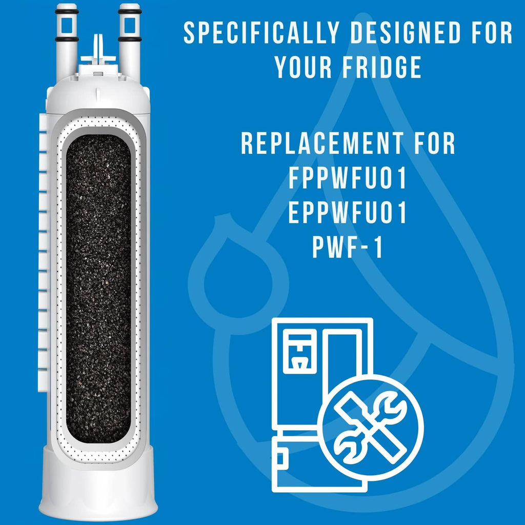 White filter replacement canister with large dark charcoal media window