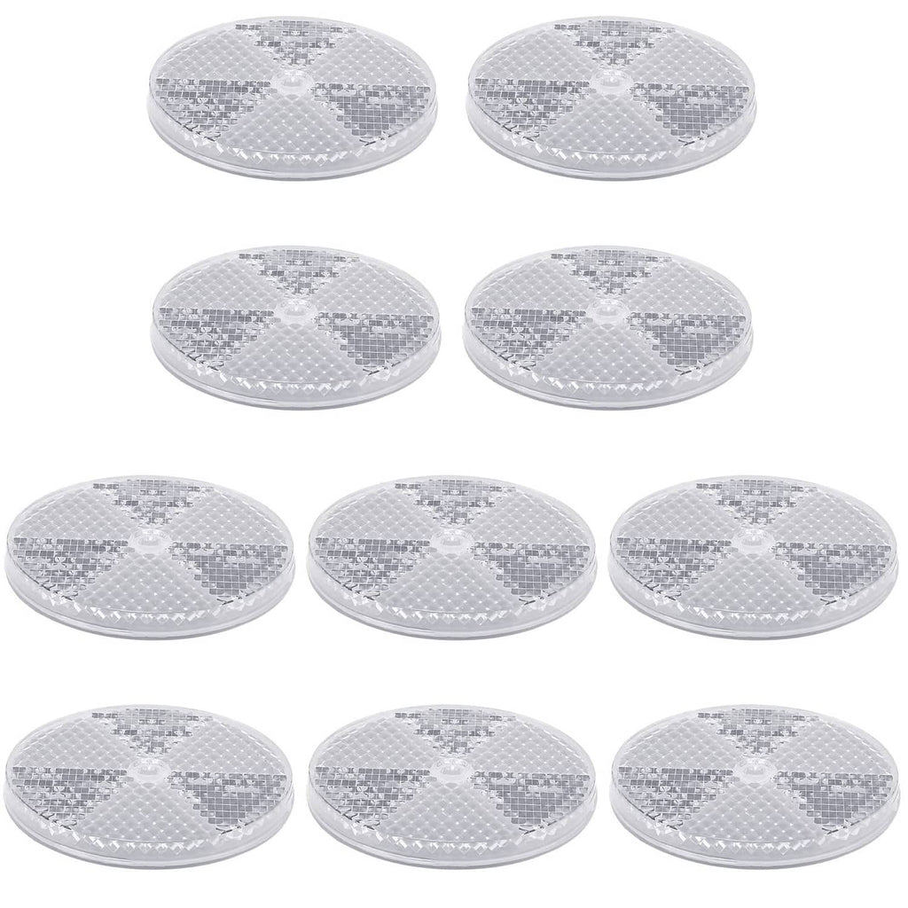 Round white reflective marker discs, pack of 10 for driveway and gate posts