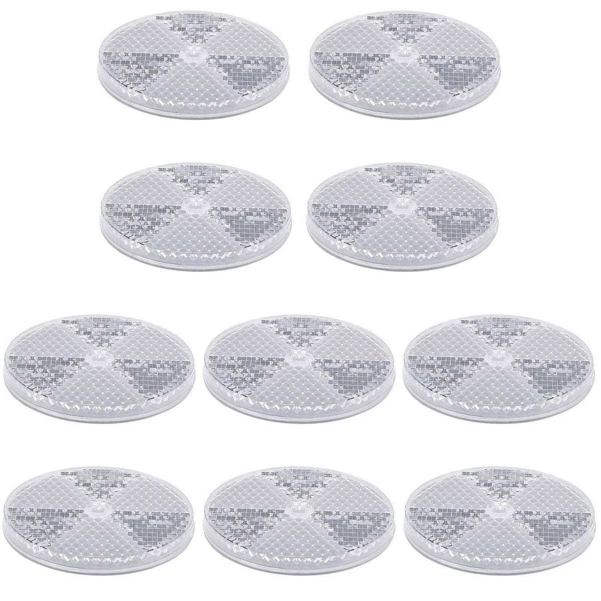 Round white reflective marker discs, pack of 10 for driveway and gate posts