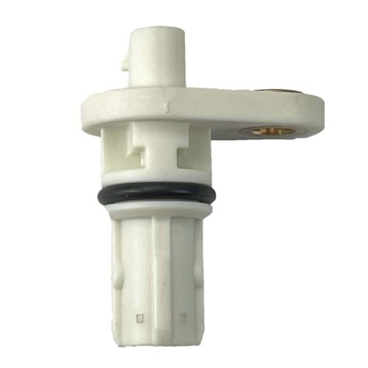 Crankshaft position sensor end view with white cap and black seal band