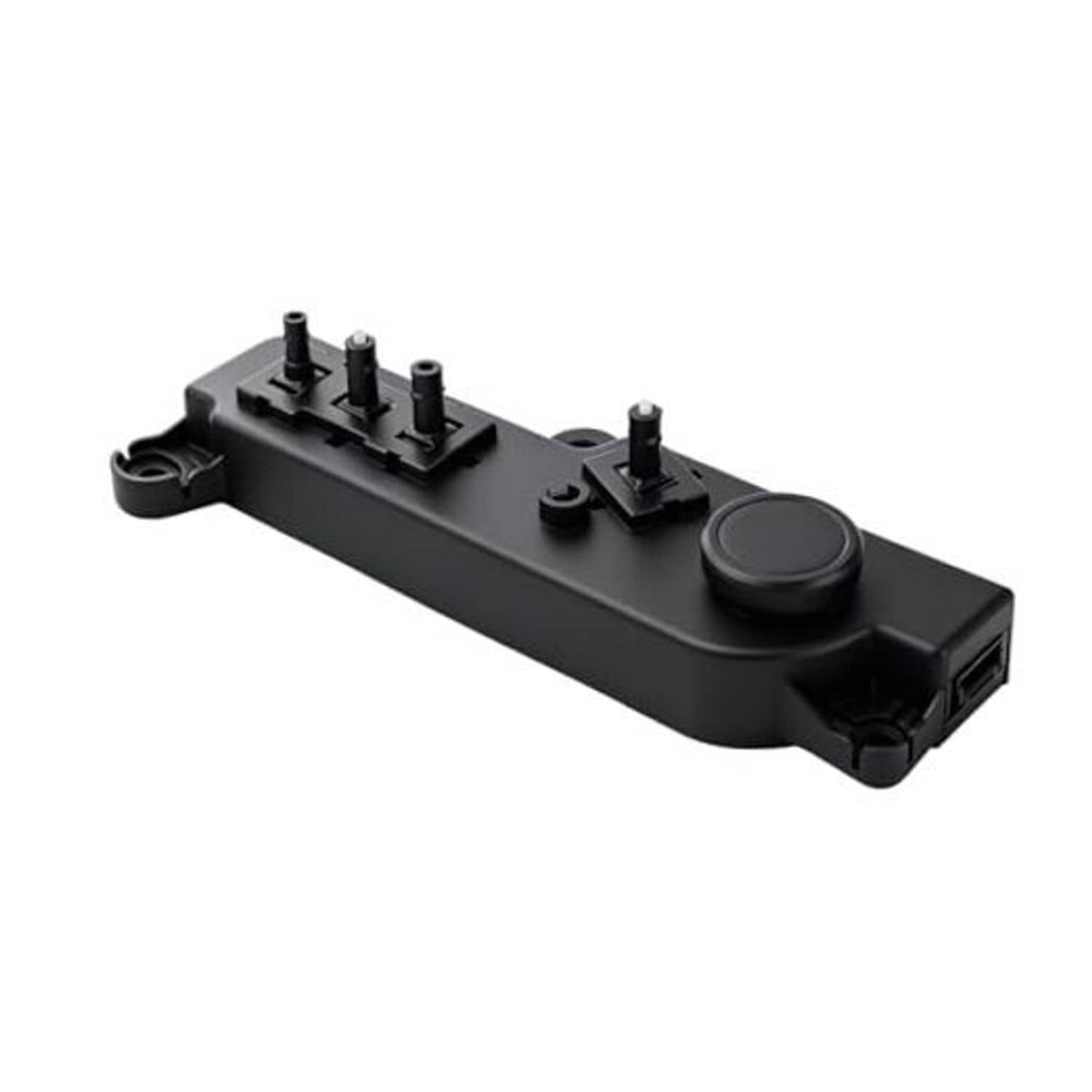 Black power seat switch module with control knob and four mounting posts