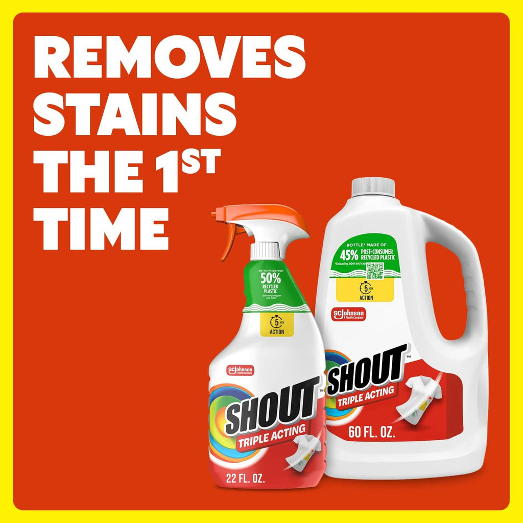 Shout Triple-Acting stain remover set with trigger spray and 60 fl oz bottle