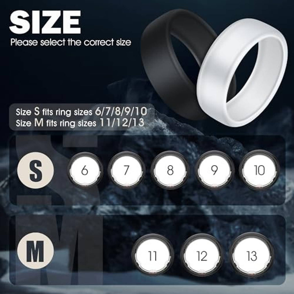 Silicone ring cover set with multiple numbered sizes and corresponding covers