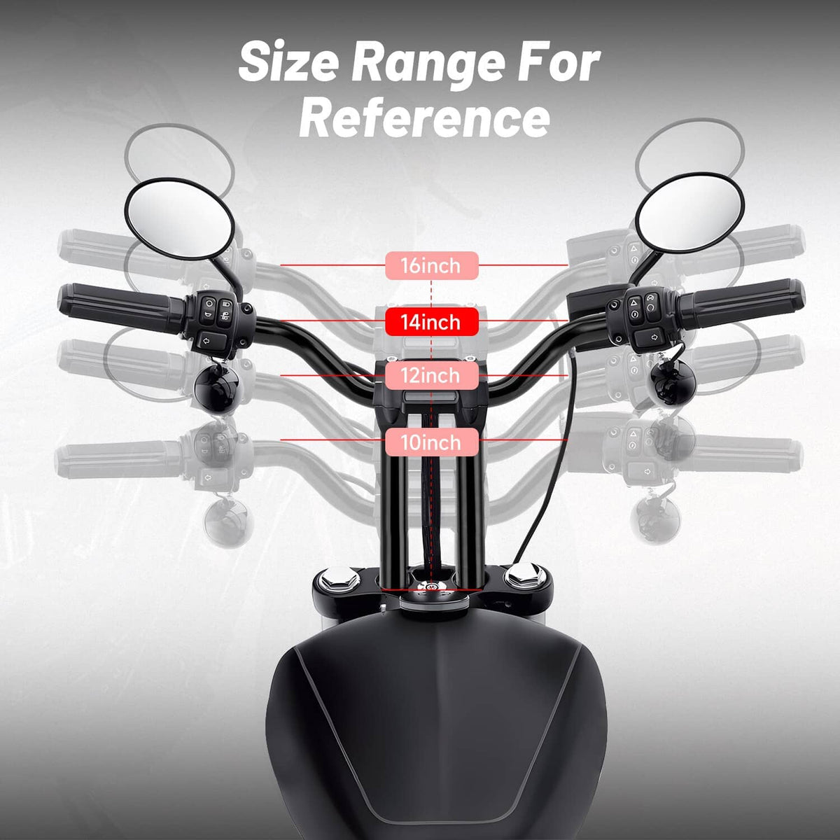 Black 14 in rise T-bar handlebar with straight grips and center mounting base