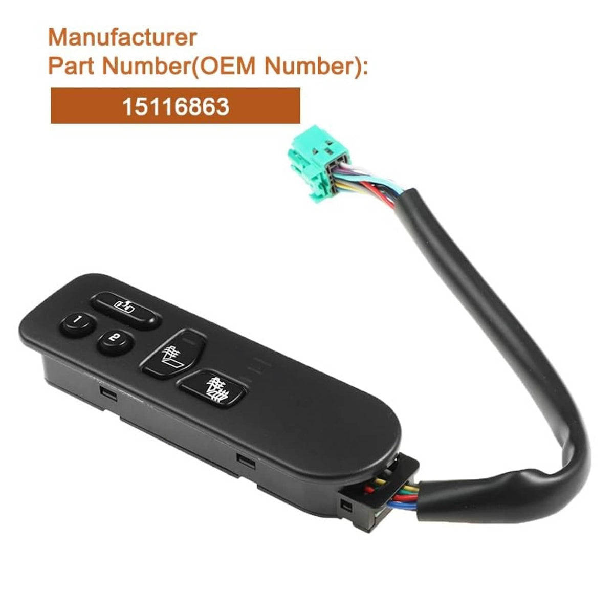 Black seat heater switch panel with control buttons and wiring harness