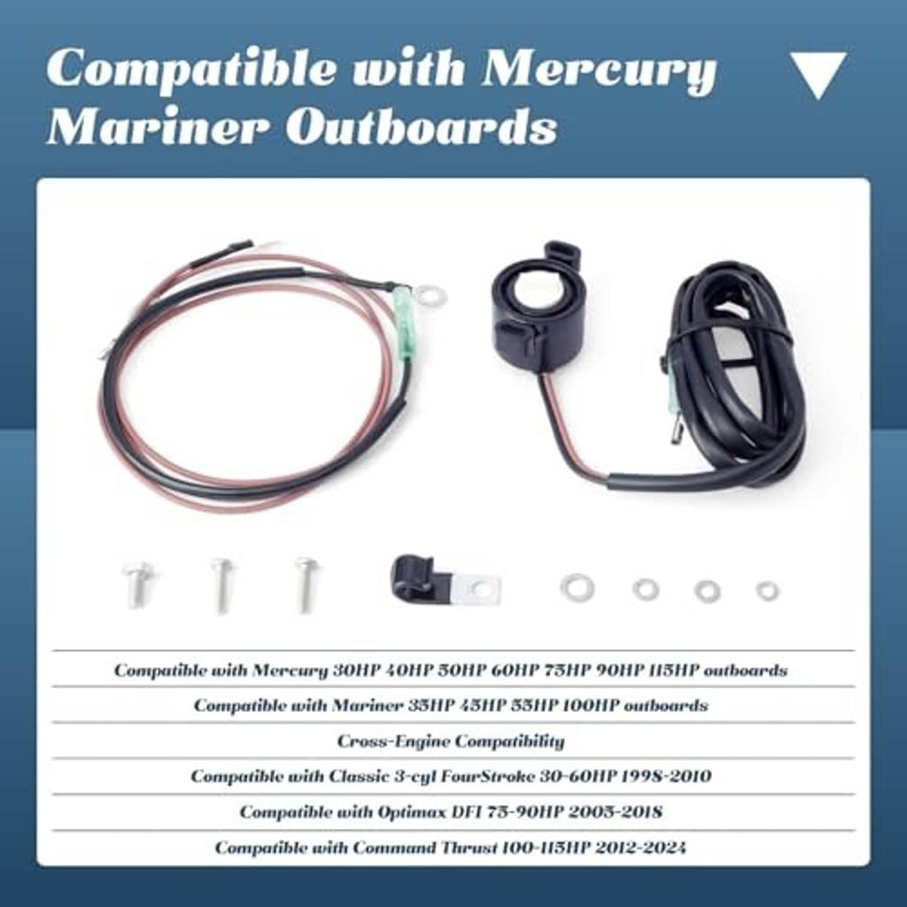 Starboard trim sender kit for Mercury outboards: sensor, wiring harness, and installation parts