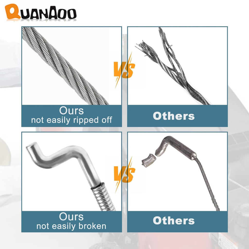 1x19 stainless steel strand traction cable with spring; shows cable strength comparison