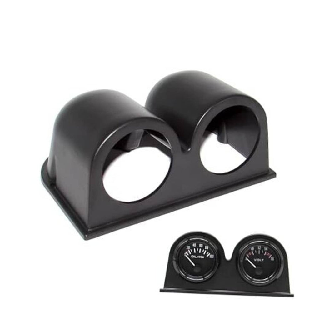 Black ABS dual gauge dashboard pod with two round openings and base tray