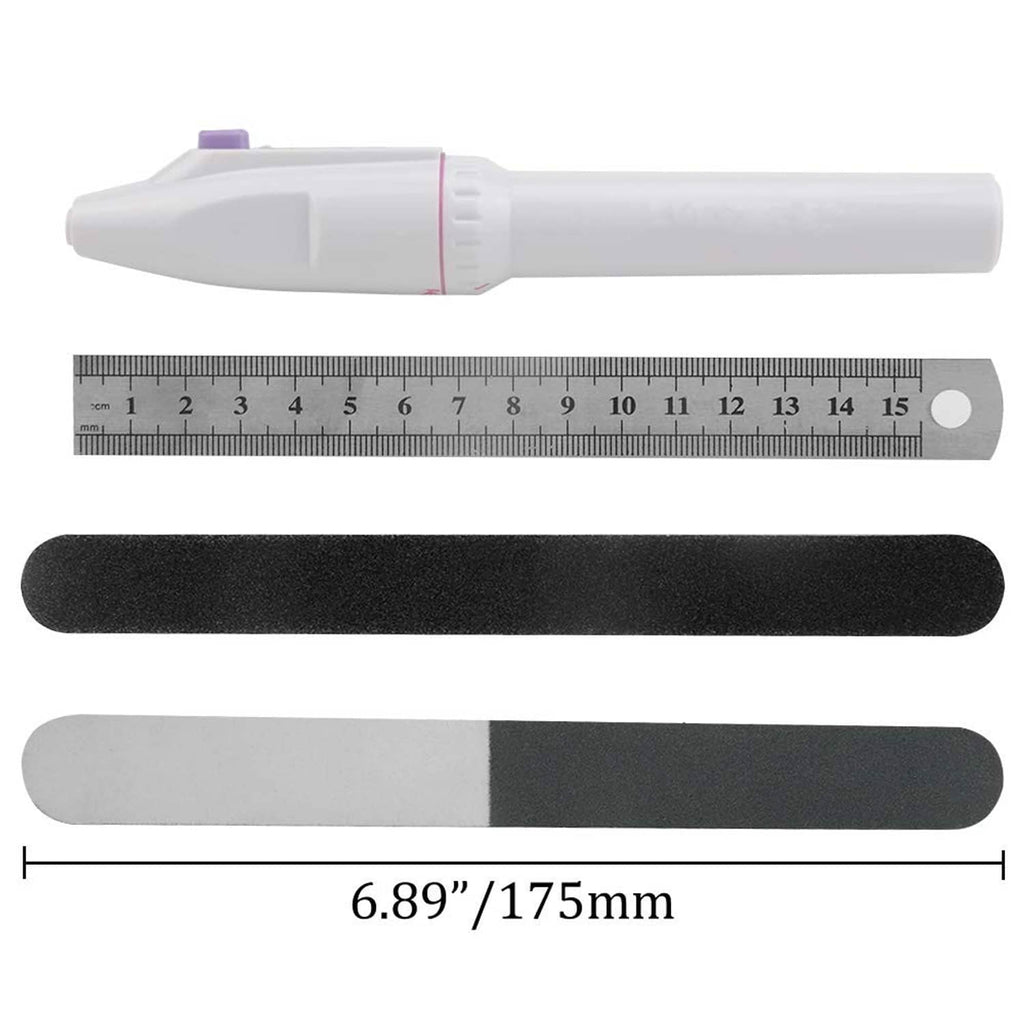 White tool handle with ruler markings plus black and gray sanding sticks