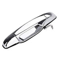 Chrome exterior pull-style door handle with smooth rectangular grip