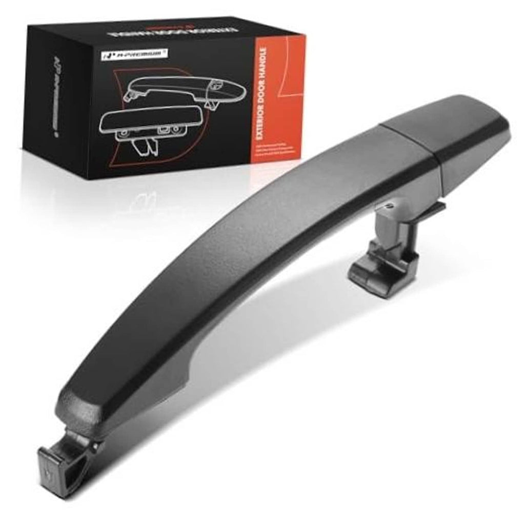 Black front exterior door handle, textured grip with mounting bracket (passenger side)