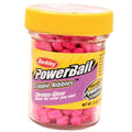 Berkley Powerbait Crappie Nibbles jar, pink glow fishing bait in clear container