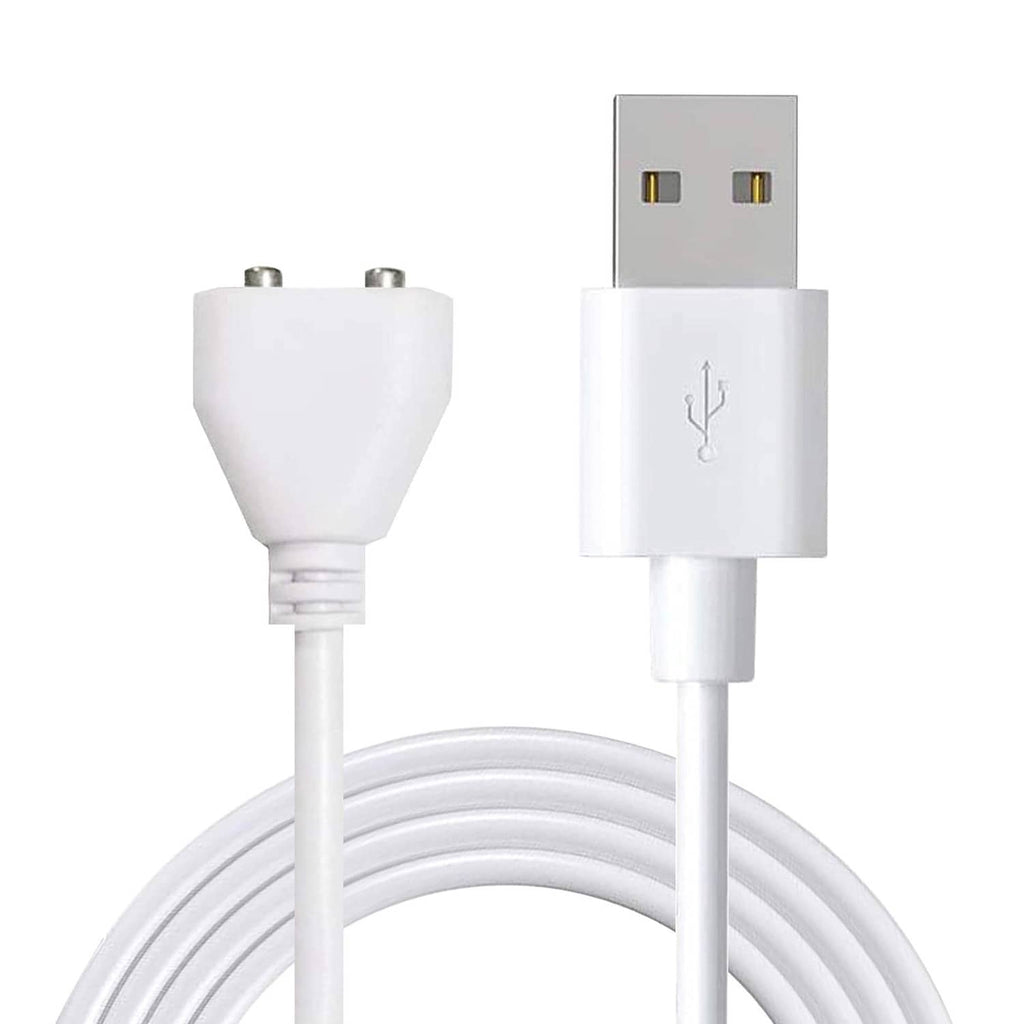 White USB-A to DC magnetic charging cable with barrel power connector
