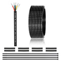 Black 16 AWG 5-conductor electrical wire, 25 ft, coiled with five colored leads