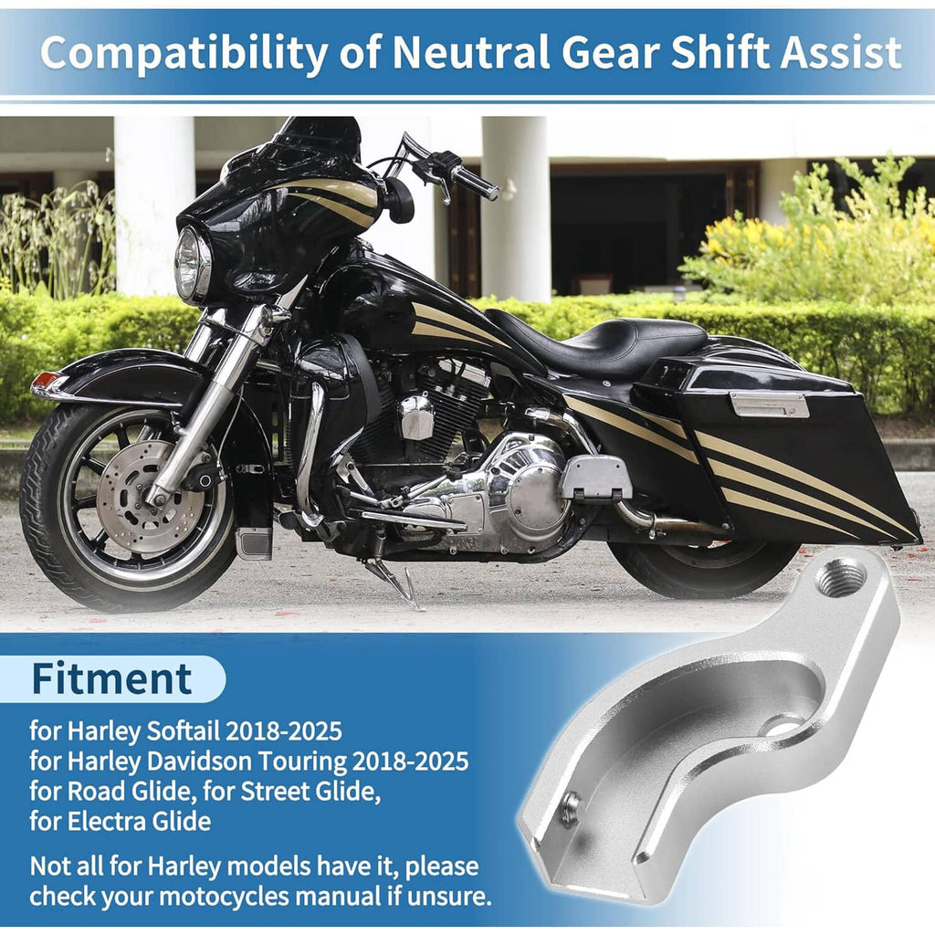 Chrome neutral gear shift assist bracket with forked end and threaded insert
