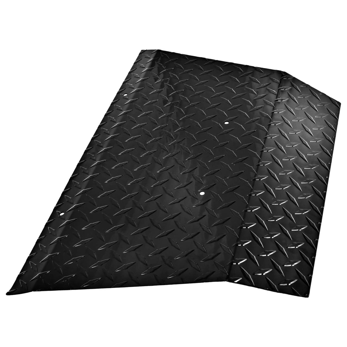 Black textured front bumper cover panel with diamond pattern and mounting holes