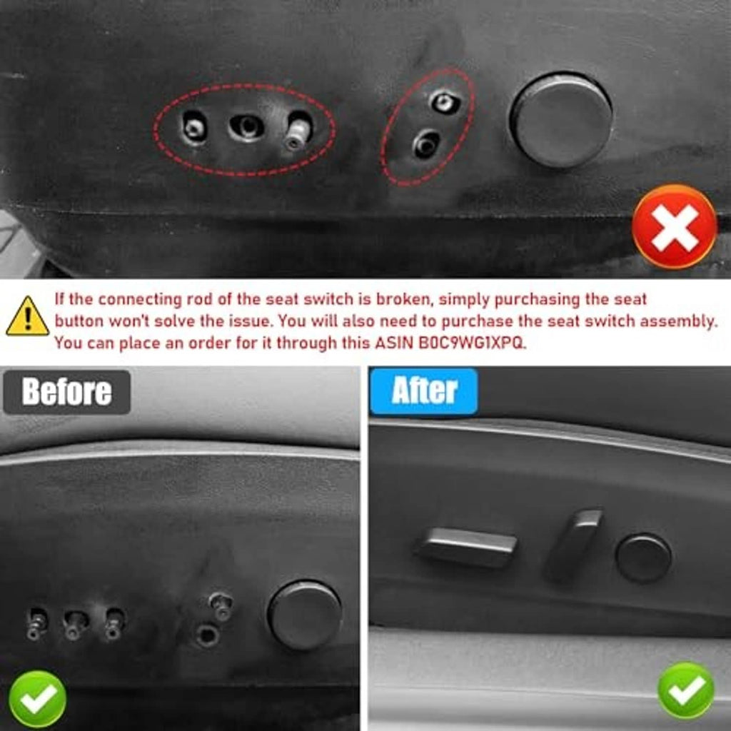 Car seat control panel with two button slots and a round button