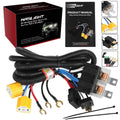 Kaslight headlight wiring harness relay kit with cables, yellow connectors, and fuse blocks