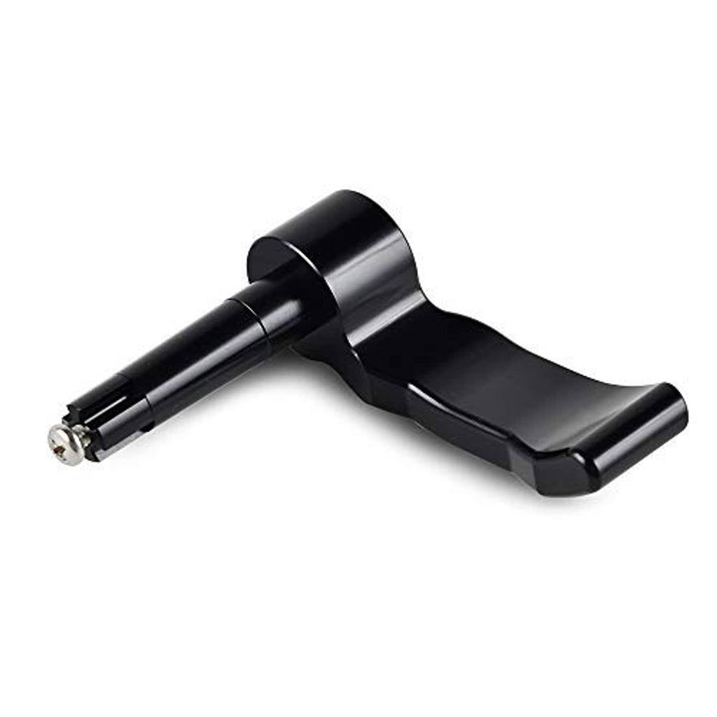 Black aluminum thumb throttle lever with mounting post and screw