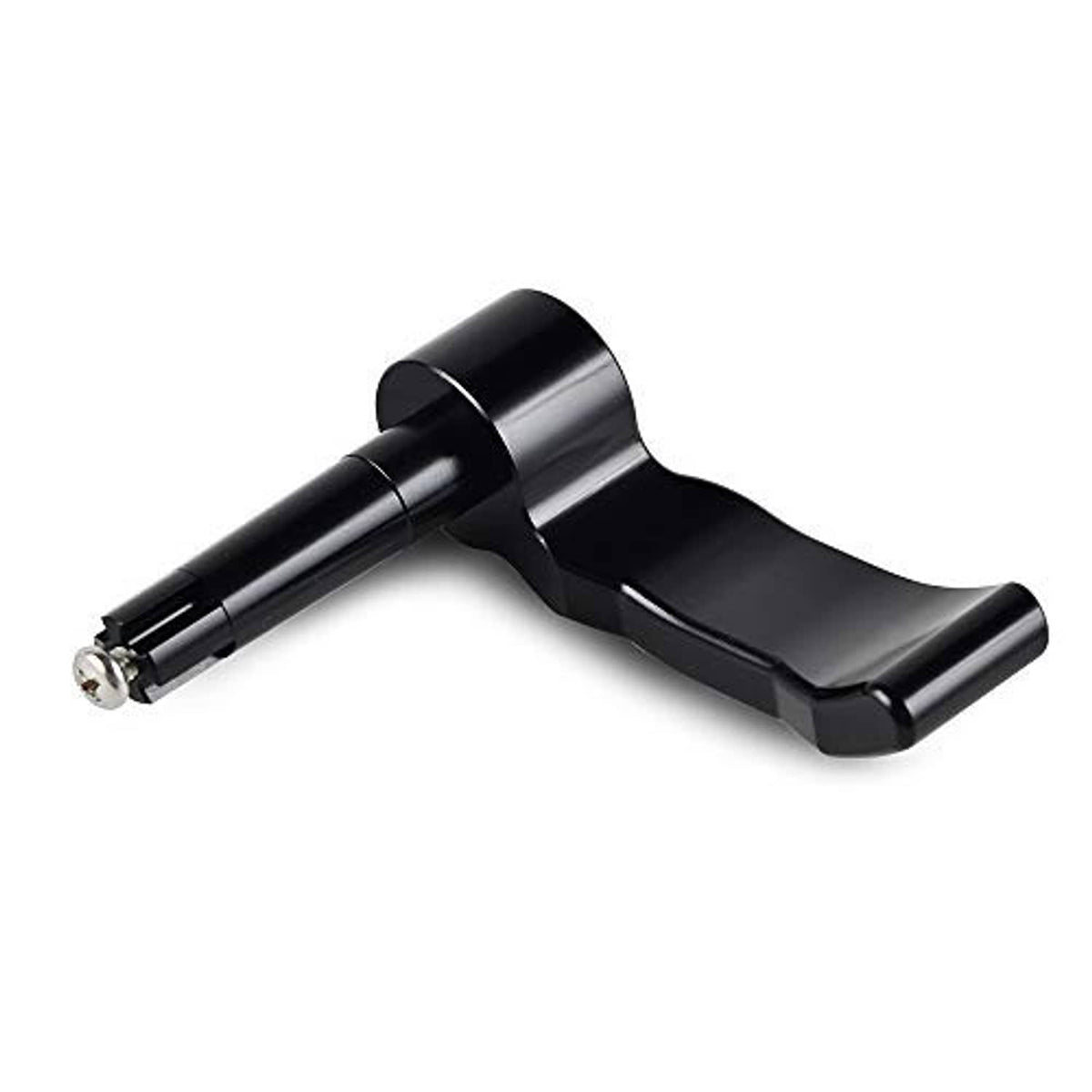 Black aluminum thumb throttle lever with mounting post and screw