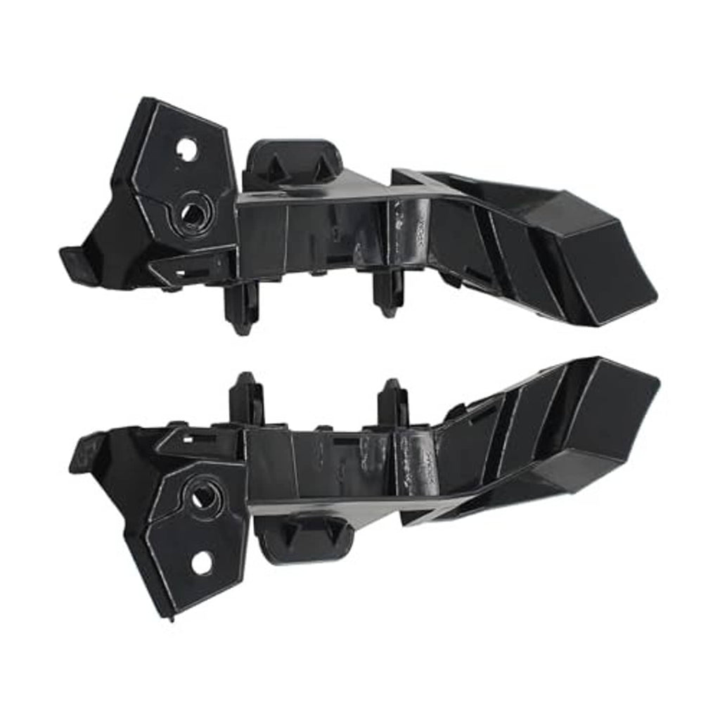 Front bumper guide bracket retainer supports, black plastic parts with bolt holes