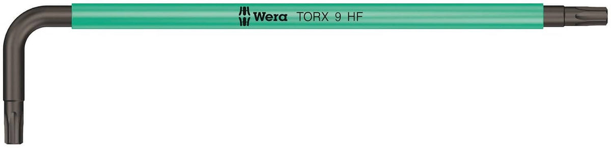 Torx L-key wrench set with holding function, green handle, long arm and bit tip