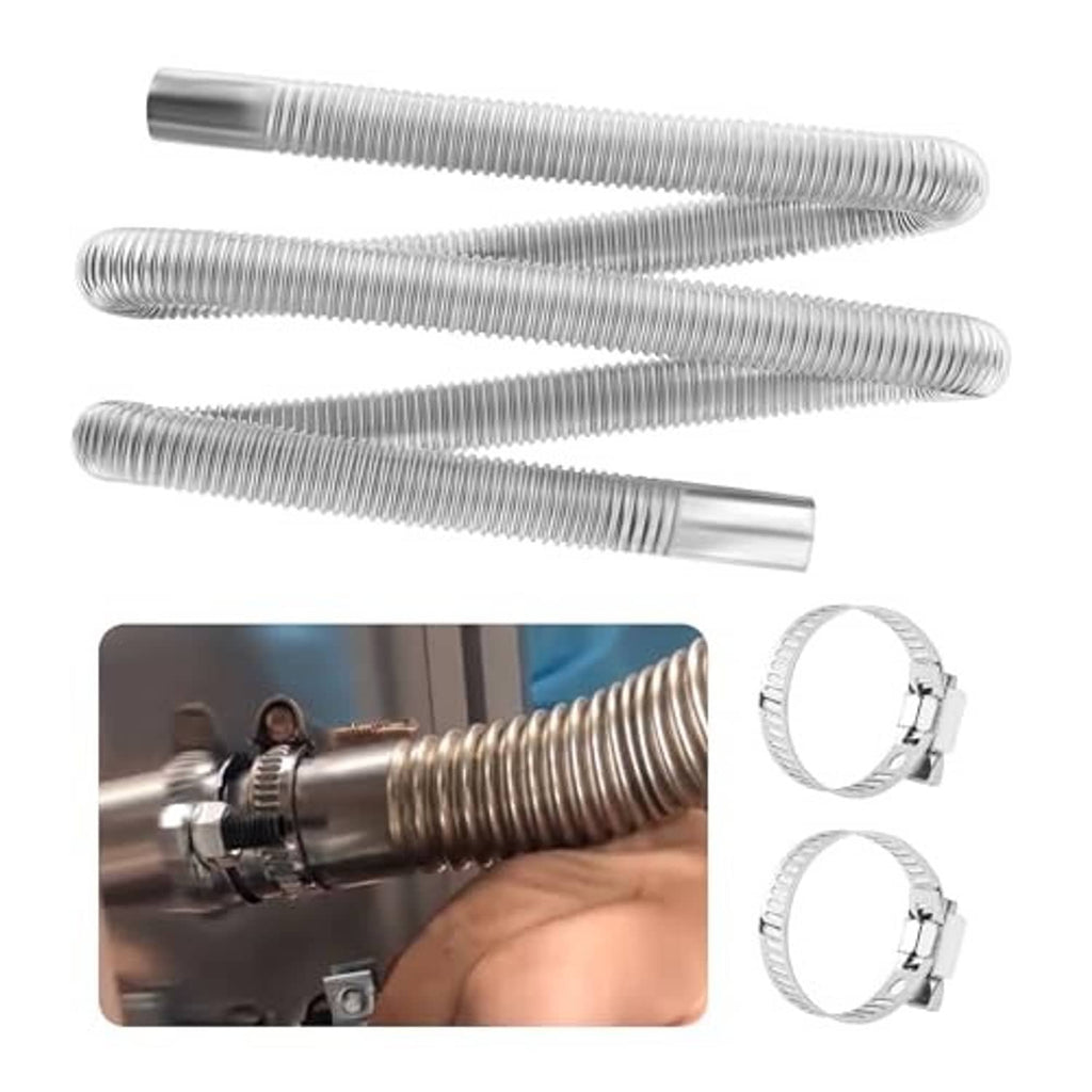 Stainless steel flexible exhaust pipe coil with metal clamp rings, 1 in