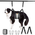 Pet grooming hammock for medium dogs, breathable mesh sling with grey straps