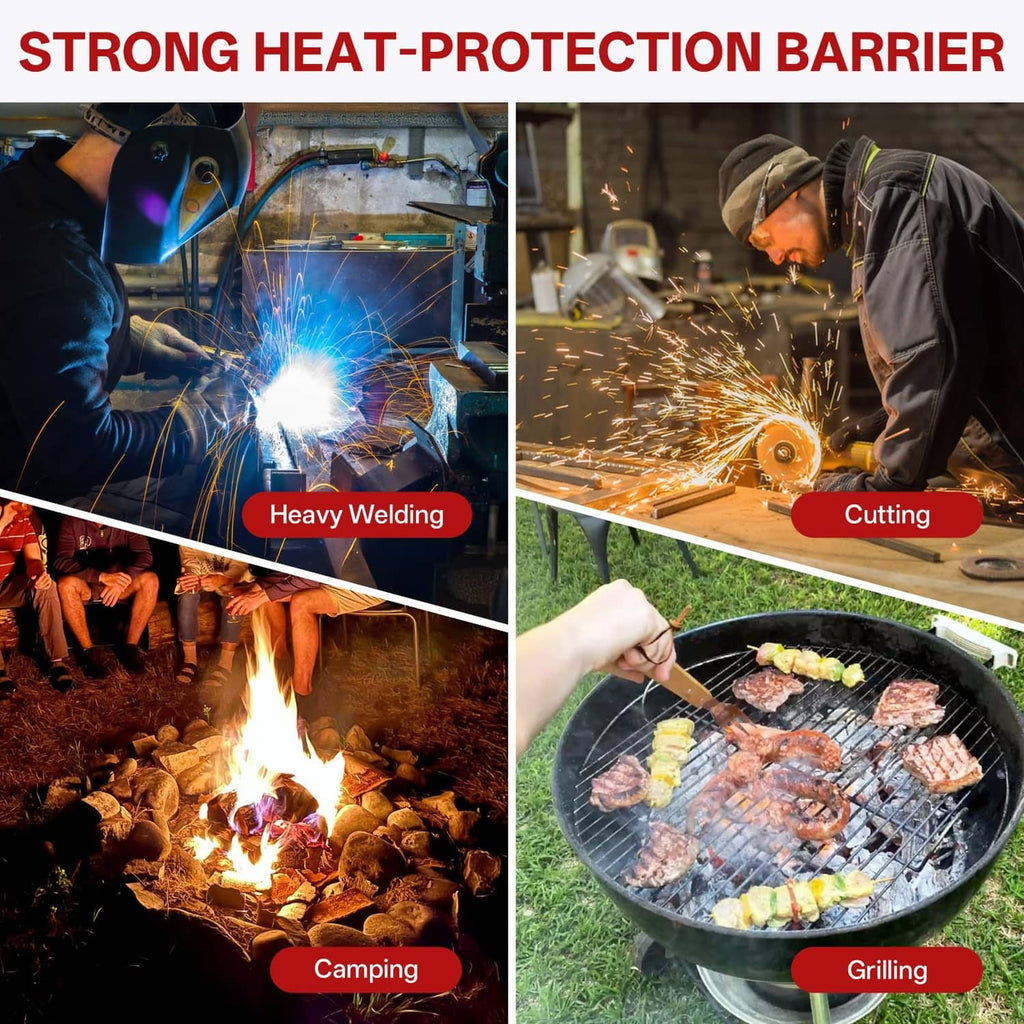 Golden fire-resistant welding blanket for welding, cutting, and grilling protection
