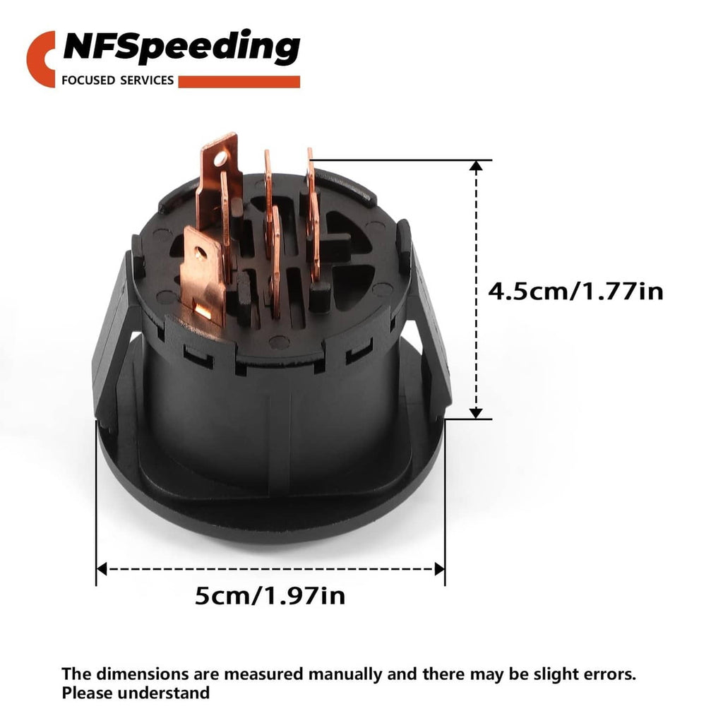 Black ignition switch base with exposed copper/brass terminals and 4 contact pins