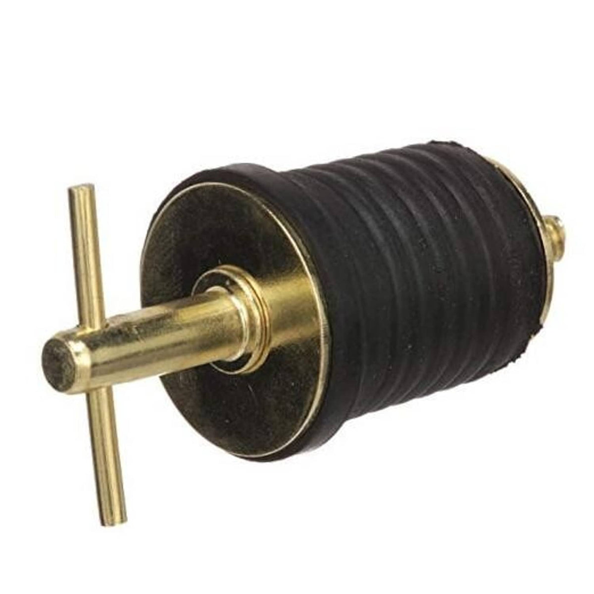 1-inch drain T-handle plug with black rubber seal and brass stem