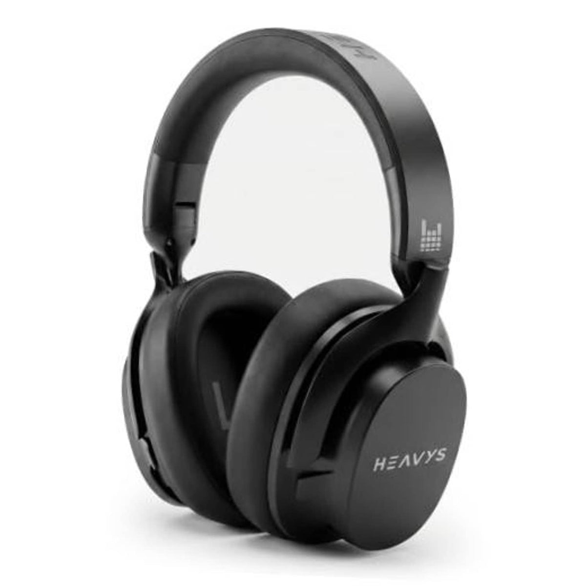 Black over-ear wireless headphones with cushioned ear cups and padded headband.