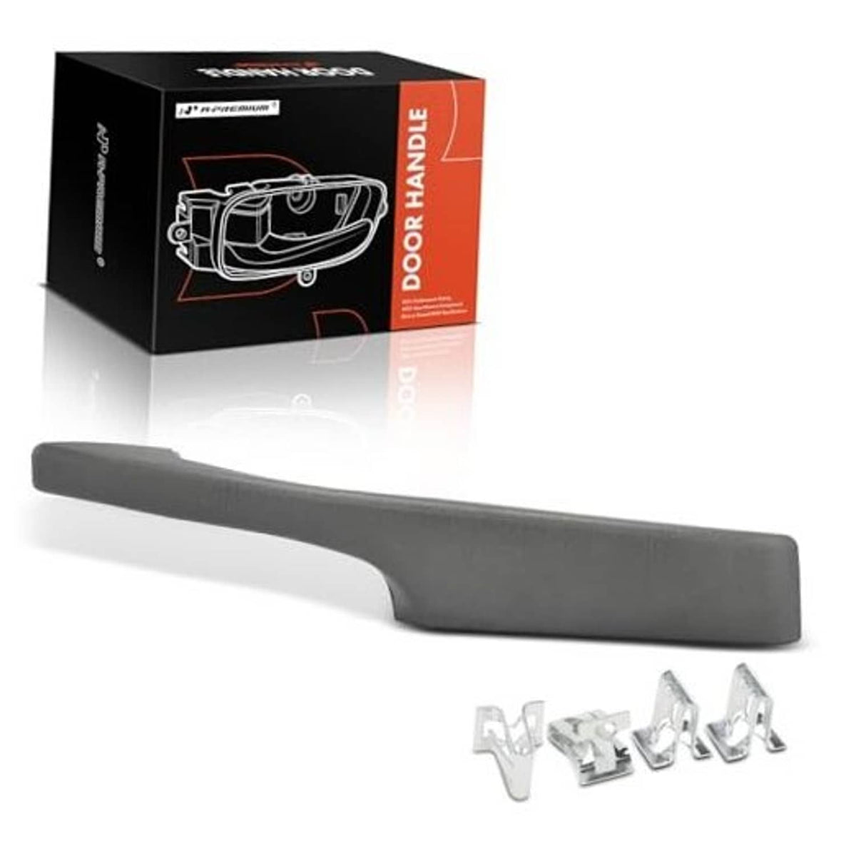 Gray door pull handle armrest with mounting hardware and box
