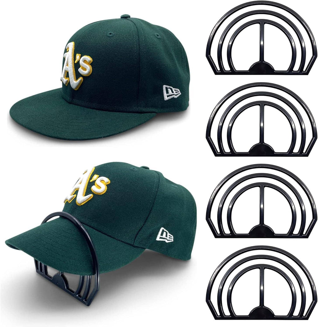Dark green baseball cap with A's logo and four black curved brim bender guides